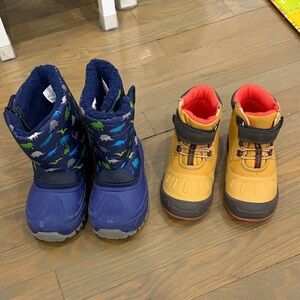 2 pairs toddler boy 10 warm lined winter & water resistant stride rite boots euc